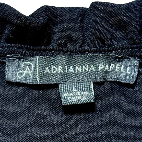 Adrianna Papell Women’s Black Flutter Short Sleeve Blouse Notch Neck Top Size L - Picture 4 of 9